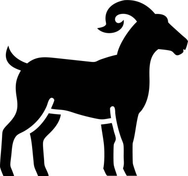 Basit bir Keçi Silueti. Keçi ikonu silueti. Cesur, koyu siyah bir keçi silueti, çeşitli tasarım projelerinde kullanmak için mükemmel..