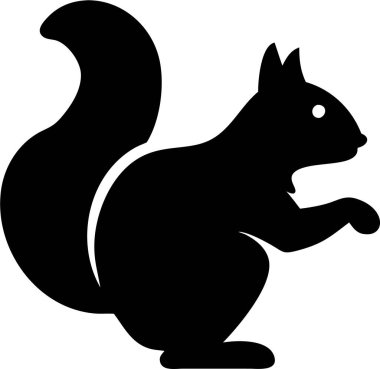 Sincap Tutan Ceviz 'in Basit Silueti. Sincap simgesi silueti. Cesur, siyah siluet fındık tutan bir sincap..