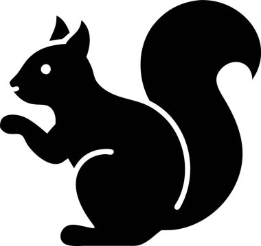 Sincap Tutan Ceviz 'in Basit Silueti. Sincap simgesi silueti. Cesur, siyah siluet fındık tutan bir sincap..