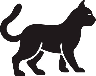 Oturan Kedi 'nin Basit Silueti. Kedi simgesi silueti. Profil görünümünde oturan bir kedinin temiz bir vektör silueti.