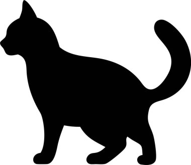 Oturan Kedi 'nin Basit Silueti. Kedi simgesi silueti. Profil görünümünde oturan bir kedinin temiz bir vektör silueti.