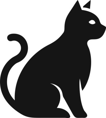 Oturan Kedi 'nin Basit Silueti. Kedi simgesi silueti. Profil görünümünde oturan bir kedinin temiz bir vektör silueti.