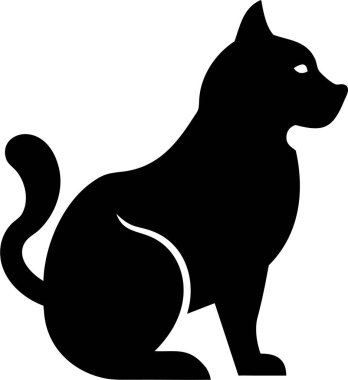 Oturan Kedi 'nin Basit Silueti. Kedi simgesi silueti. Profil görünümünde oturan bir kedinin temiz bir vektör silueti.
