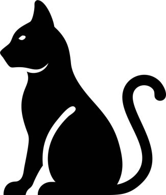 Oturan Kedi 'nin Basit Silueti. Kedi simgesi silueti. Profil görünümünde oturan bir kedinin temiz bir vektör silueti.