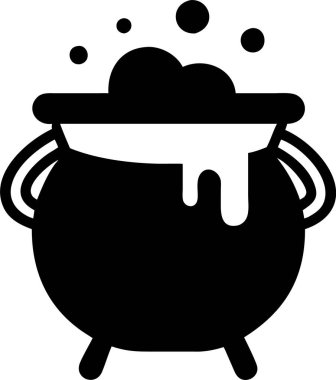 Kaynayan Bira 'lı Sihirli Kazan. Kazan silueti simgesi. Kabaran bir kazanın basit, stilize bir çizimi.