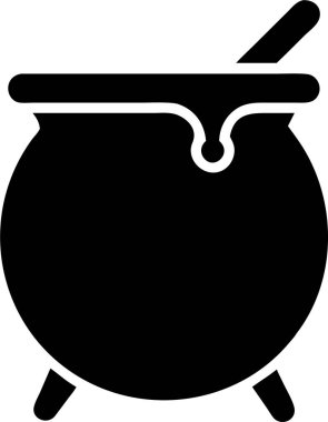 Kaynayan Bira 'lı Sihirli Kazan. Kazan silueti simgesi. Kabaran bir kazanın basit, stilize bir çizimi.