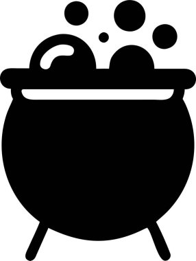 Kaynayan Bira 'lı Sihirli Kazan. Kazan silueti simgesi. Kabaran bir kazanın basit, stilize bir çizimi.