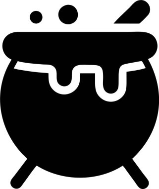 Kaynayan Bira 'lı Sihirli Kazan. Kazan silueti simgesi. Kabaran bir kazanın basit, stilize bir çizimi.