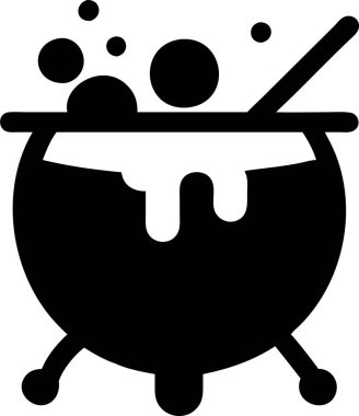 Kaynayan Bira 'lı Sihirli Kazan. Kazan silueti simgesi. Kabaran bir kazanın basit, stilize bir çizimi.