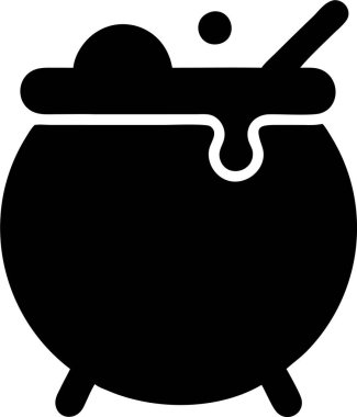 Kaynayan Bira 'lı Sihirli Kazan. Kazan silueti simgesi. Kabaran bir kazanın basit, stilize bir çizimi.