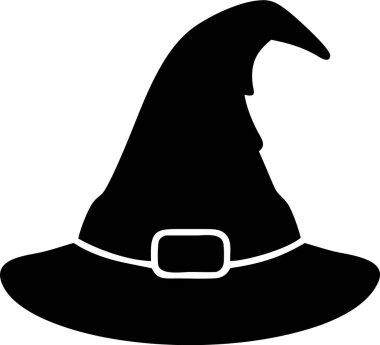 Cadılar Bayramı Tasarımları İçin Basit Cadı Şapkası Silüeti. Cadı şapkası ikonu silueti. Cadı şapkasının cesur, siyah silueti Cadılar Bayramı temalı grafikler, dekorasyonlar ya da çizimler için mükemmel..