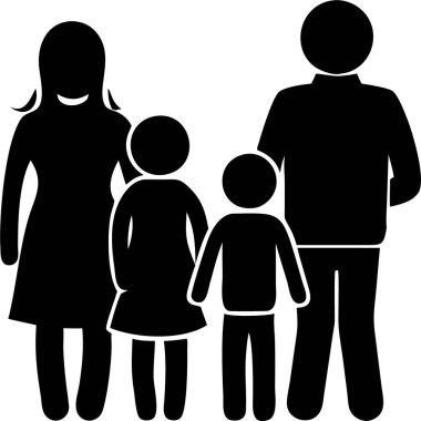 Bir aile siluetinin arka görüntüsü. Bir arada duran destekleyici bir ailenin silueti. Güçlü, destekleyici bir aile silueti. Bir adam ve iki kadın..