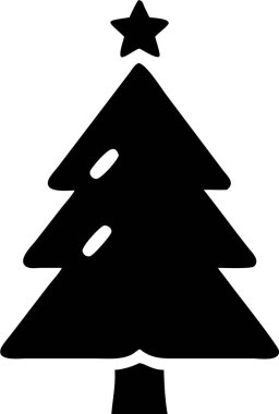Noel ağacı silueti. Basit bir Noel ağacı silueti. Mevsimlik tasarımlar, logolar veya dijital grafikler için mükemmel bir Noel ağacı silueti..