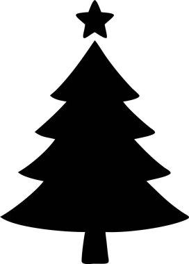 Noel ağacı silueti. Basit bir Noel ağacı silueti. Mevsimlik tasarımlar, logolar veya dijital grafikler için mükemmel bir Noel ağacı silueti..