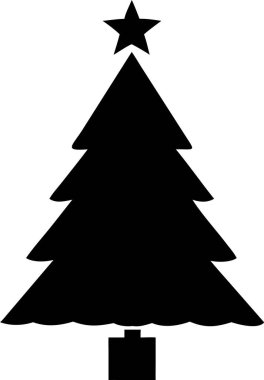 Noel ağacı silueti. Basit bir Noel ağacı silueti. Mevsimlik tasarımlar, logolar veya dijital grafikler için mükemmel bir Noel ağacı silueti..
