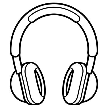  Kulaklık çizgisi sanat vektörü. Kulaklıkların Basit Çizgi Sanat İllüstrasyonu. Temiz, siyah ve beyaz çizgili bir kulaklık çizimi.