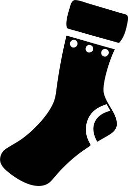 Çorap silueti simgesi. Sıcak bir kış çorabının basit siyah bir silüeti. Sıcak bir kış çorabının koyu siyah silueti..