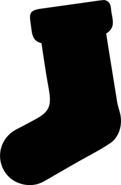 Çorap silueti simgesi. Sıcak bir kış çorabının basit siyah bir silüeti. Sıcak bir kış çorabının koyu siyah silueti..