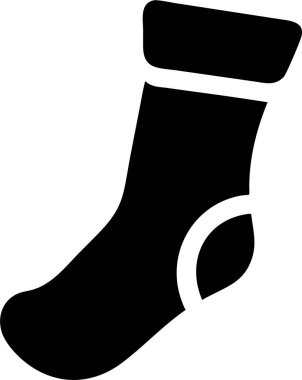 Çorap silueti simgesi. Sıcak bir kış çorabının basit siyah bir silüeti. Sıcak bir kış çorabının koyu siyah silueti..