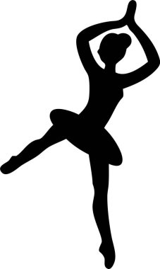 Bale dansçısı silueti. Dinamik Poz Veren Zarif Balerin Silueti. Bu çarpıcı siluet dinamik ve dengeli bir şekilde bir balerin resmediyor..