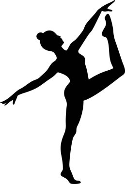 Bale dansçısı silueti. Dinamik Poz Veren Zarif Balerin Silueti. Bu çarpıcı siluet dinamik ve dengeli bir şekilde bir balerin resmediyor..