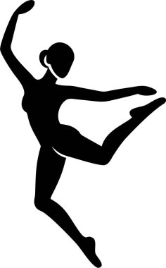 Bale dansçısı silueti. Dinamik Poz Veren Zarif Balerin Silueti. Bu çarpıcı siluet dinamik ve dengeli bir şekilde bir balerin resmediyor..