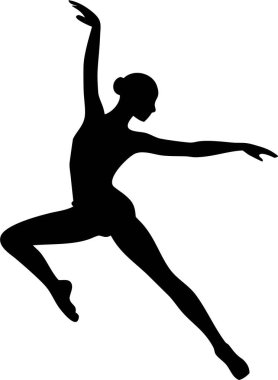 Bale dansçısı silueti. Dinamik Poz Veren Zarif Balerin Silueti. Bu çarpıcı siluet dinamik ve dengeli bir şekilde bir balerin resmediyor..