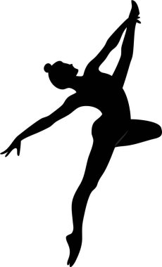 Bale dansçısı silueti. Dinamik Poz Veren Zarif Balerin Silueti. Bu çarpıcı siluet dinamik ve dengeli bir şekilde bir balerin resmediyor..