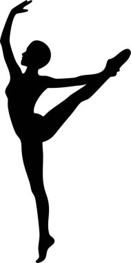 Bale dansçısı silueti. Dinamik Poz Veren Zarif Balerin Silueti. Bu çarpıcı siluet dinamik ve dengeli bir şekilde bir balerin resmediyor..