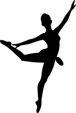 Bale dansçısı silueti. Dinamik Poz Veren Zarif Balerin Silueti. Bu çarpıcı siluet dinamik ve dengeli bir şekilde bir balerin resmediyor..