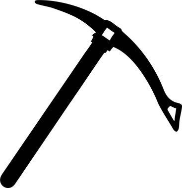 Buz baltasının siyah bir silueti. Buz baltası silueti. Temiz, basit bir buz baltası silueti..