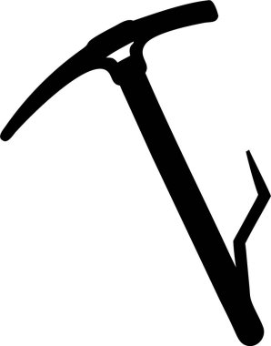 Buz baltasının siyah bir silueti. Buz baltası silueti. Temiz, basit bir buz baltası silueti..