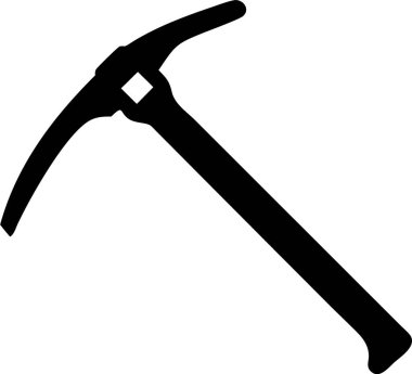 Buz baltasının siyah bir silueti. Buz baltası silueti. Temiz, basit bir buz baltası silueti..