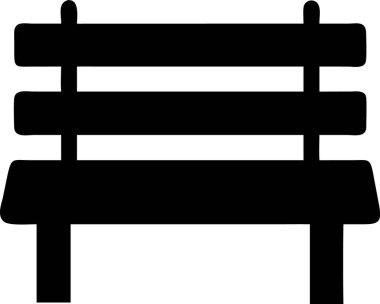 Park silueti. Park Bench 'in basit siyah silueti. Bu bir park bankının temiz, basit siyah silüeti..