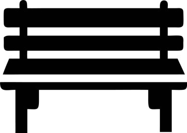 Park silueti. Park Bench 'in basit siyah silueti. Bu bir park bankının temiz, basit siyah silüeti..