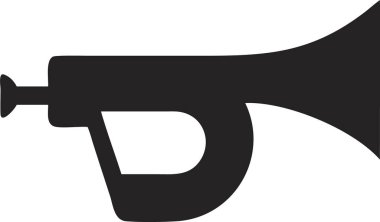 Trompet silueti. Simple Black Silhouette of a Trompet. Temiz, cesur bir trompet silueti. Müzikal temalar, çizimler ya da grafik öğeler için mükemmel..