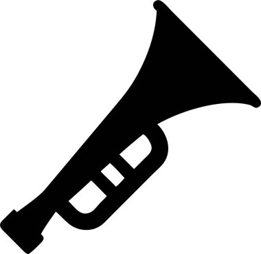 Trompet silueti. Simple Black Silhouette of a Trompet. Temiz, cesur bir trompet silueti. Müzikal temalar, çizimler ya da grafik öğeler için mükemmel..
