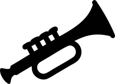 Trompet silueti. Simple Black Silhouette of a Trompet. Temiz, cesur bir trompet silueti. Müzikal temalar, çizimler ya da grafik öğeler için mükemmel..