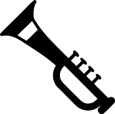 Trompet silueti. Simple Black Silhouette of a Trompet. Temiz, cesur bir trompet silueti. Müzikal temalar, çizimler ya da grafik öğeler için mükemmel..