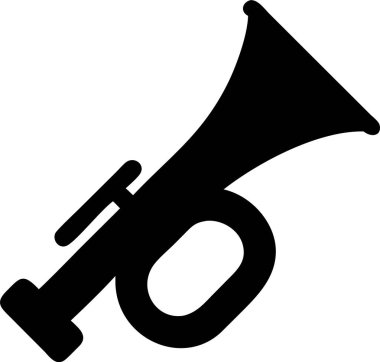 Trompet silueti. Simple Black Silhouette of a Trompet. Temiz, cesur bir trompet silueti. Müzikal temalar, çizimler ya da grafik öğeler için mükemmel..