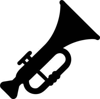 Trompet silueti. Simple Black Silhouette of a Trompet. Temiz, cesur bir trompet silueti. Müzikal temalar, çizimler ya da grafik öğeler için mükemmel..