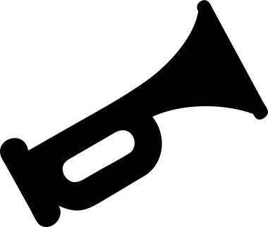 Trompet silueti. Simple Black Silhouette of a Trompet. Temiz, cesur bir trompet silueti. Müzikal temalar, çizimler ya da grafik öğeler için mükemmel..