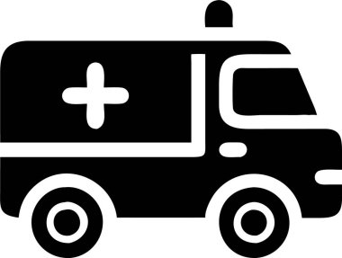 Ambulance car icon silhouette. Simple Vector Icon of an Emergency Ambulance. A stylized, black and white, vector graphic of an ambulance.