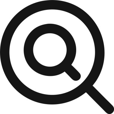 Simge siluetini ara. Basit Kara Büyüteç Simgesi. Temiz, minimalist siyah büyüteç simgesi.