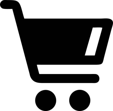 Alışveriş arabası silueti. Basit bir Siyah Alışveriş Arabası Simgesi. Bir alışveriş arabasının simgesi..