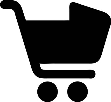 Alışveriş arabası silueti. Basit bir Siyah Alışveriş Arabası Simgesi. Bir alışveriş arabasının simgesi..