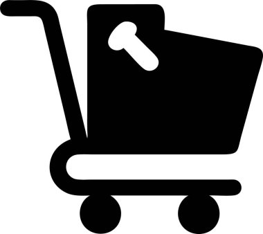 Alışveriş arabası silueti. Basit bir Siyah Alışveriş Arabası Simgesi. Bir alışveriş arabasının simgesi..