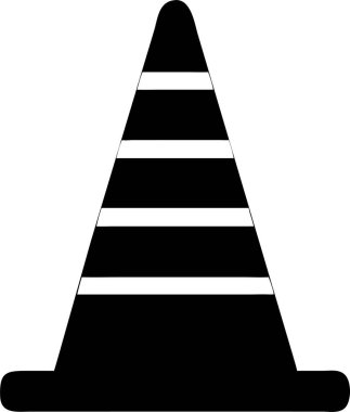 Trafik Konisi Simgesi silueti. Beyaz Çizgili Trafik Konisi Simgesi.