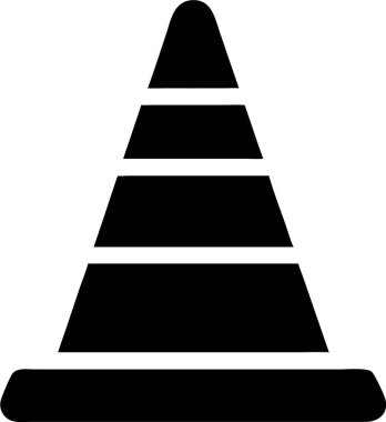 Trafik Konisi Simgesi silueti. Beyaz Çizgili Trafik Konisi Simgesi.