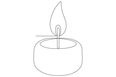 Mum ışığı bir satır sanat sürekli ana hatlı vektör çizimi